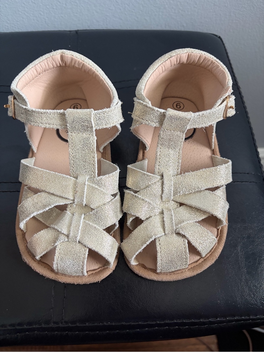 Little Love Bug Gold Sandals - Comfortable T-Strap Design - Toddler 9